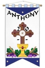 ~ DELUXE ~ First Communion Banner Kit 12 in. x 18 in. Blue Cross Black Letters
