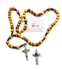 Wooden Rosary with Relic Pewter Cross