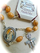Olive Wood Auto Rosary Mary of Good Success