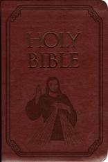 Laser Embossed Catholic Bible with Divine Mercy Cover - Burgundy NABRE
