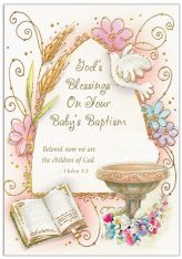 God's Blessings on Your Baby's Baptism - Baby Baptism Card - Pack of 6 or 12