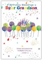 Birthday Blessings Dear Grandson Birthday Card - Pack of 6 or 12