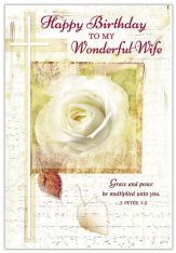 Happy Birthday to a Wonderful Wife - Birthday Card - Pack of 6 or 12