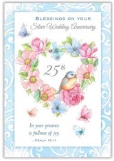 Blessings on Your Anniversary - 25th Wedding Anniversary Card - Pack of 6 or 12