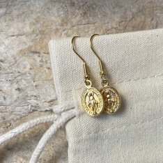 Miraculous Medal Earrings | Gold