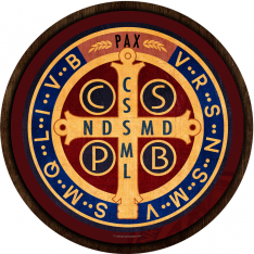 Benedictine Medal Emblem Outdoor Poly Wood Plaque - Size: 12"