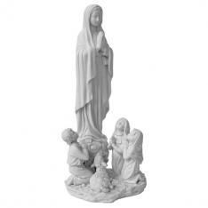 Our Lady of Fatima with Children Composite Marble Statue in White cm.30- 12"