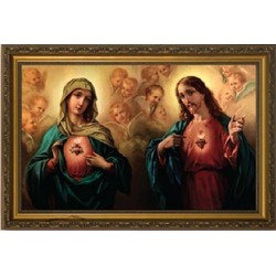 Sacred & Immaculate Hearts Surrounded by Angels