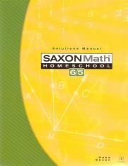 Saxon Math 65 Homeschool Solutions Manual (3rd edition)