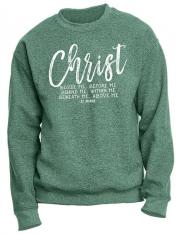 Christ Beside Me St. Patrick Heather Green Crewneck Sweatshirt