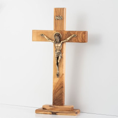 Olive Wood Crucifix on Base