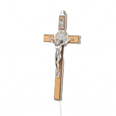 Crucifix wood 8" St. Benedict