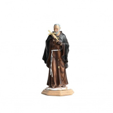 Padre Pio Colored Resin Statue 8'' with Cross