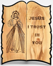 Divine Mercy Plaque Olive Wood