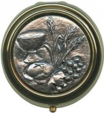 Communion Metal Gold Plated Pyx with Pewter Picture mm.50- 2"