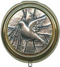 Confirmation Metal Gold Plated Pyx with Pewter Picture mm.60- 2 1/2"