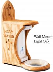 Holy Water Dispenser Font - Wall Mount - Light Oak