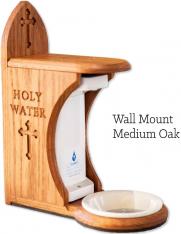 Holy Water Dispenser Font - Wall Mount - Medium Oak