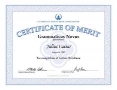 Certificate for Latin (Grades 2-12)