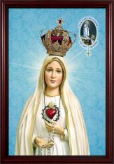 Fatima 100 Year Anniversary - Cherry Framed Art 8" x 12"