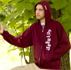 Eucharist Zipper Hoodie - Maroon - Size: XL