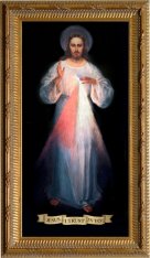 Divine Mercy Vilnius Original - Ornate Gold Framed Art, 8x16"