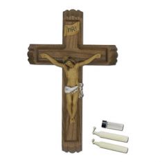 Walnut Sick Call Crucifix With Resin Corpus - 13in