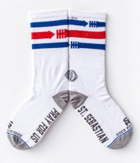St. Sebastian - Patron of Athletes Socks (Red & Blue)
