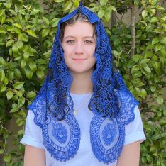 Ave Maria Chapel Veil - Black & Blue  (48” X 23”)