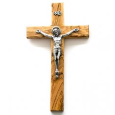 Crucifix with Pewter Corpus (Olive Wood)