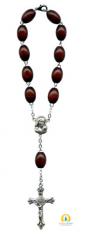 Brown Wood Decade Auto Rosary 10mm