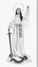 Queen of the Rosary Black and White 10" x 18" Canvas Print