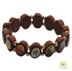 Multi-Saints Wood Elastic Bracelet - Large Fit