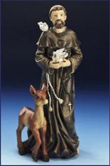 8" Wood Carved Resin St. Francis Statue
